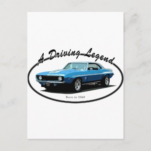 1969 Camaro blue Postcard