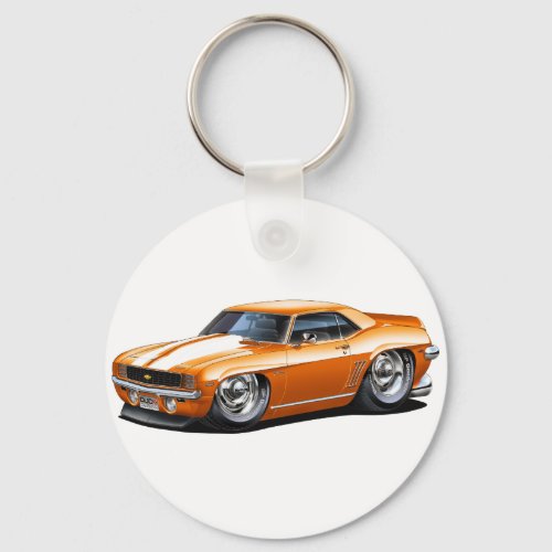 1969 Camaro Orange-White Car Keychain