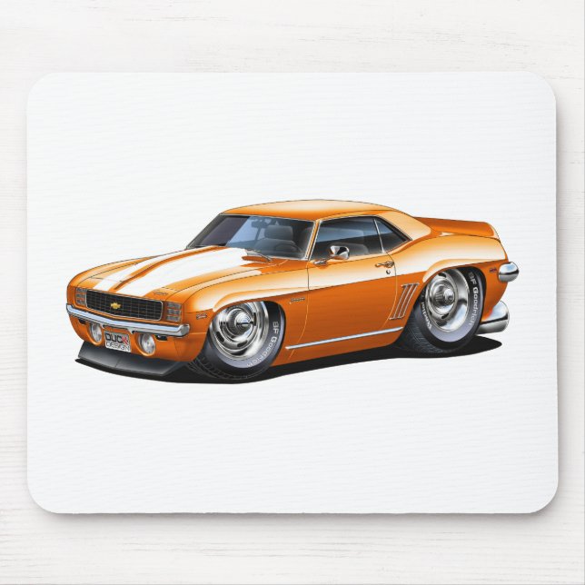 1969 Camaro Orange-White Car Mouse Pad (Front)