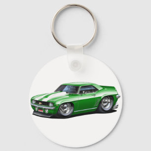 1969 Camaro SS Green-White Car Keychain