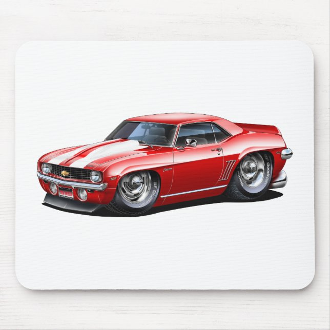 1969 Camaro SS Red-White Car Mouse Pad (Front)