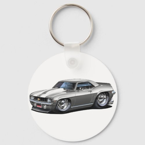 1969 Camaro SS Silver-White Car Keychain