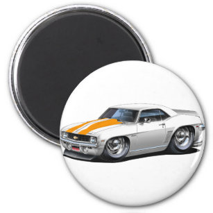1969 Camaro SS White-Orange Car Magnet