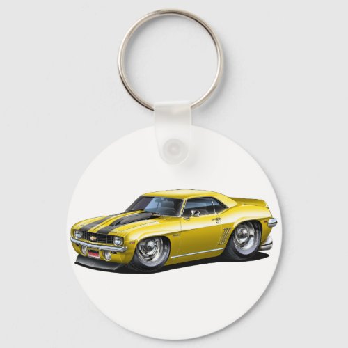 1969 Camaro SS Yellow-Black Car Keychain