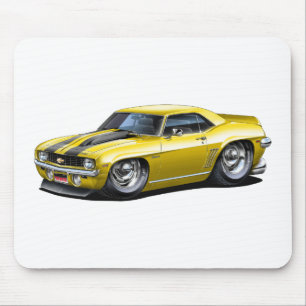 1969 Camaro SS Yellow-Black Car Mouse Pad