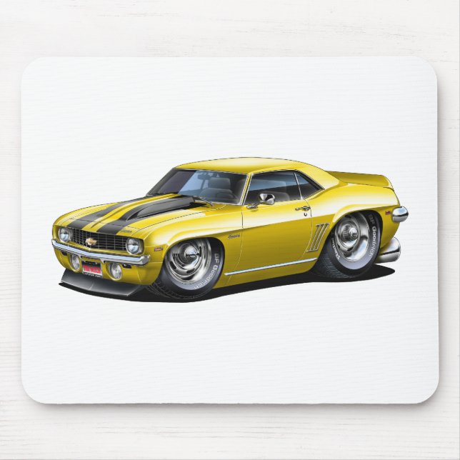 1969 Camaro SS Yellow-Black Car Mouse Pad (Front)
