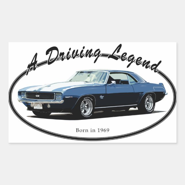 1969 CAMARO YENKO BLUE RECTANGULAR STICKER (Front)