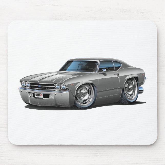 1969 Chevelle Silver-White Car Mouse Pad (Front)