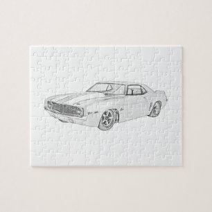 1969 Chevy Camaro Pencil Style Drawing Jigsaw Puzzle