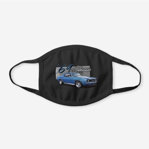 1969 Classic American Blue Muscle Car Black Cotton Face Mask