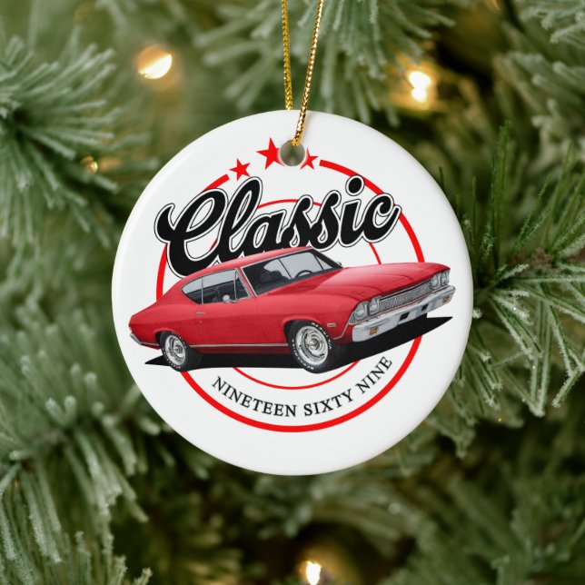 1969 Classic Car Ceramic Ornament (Tree)