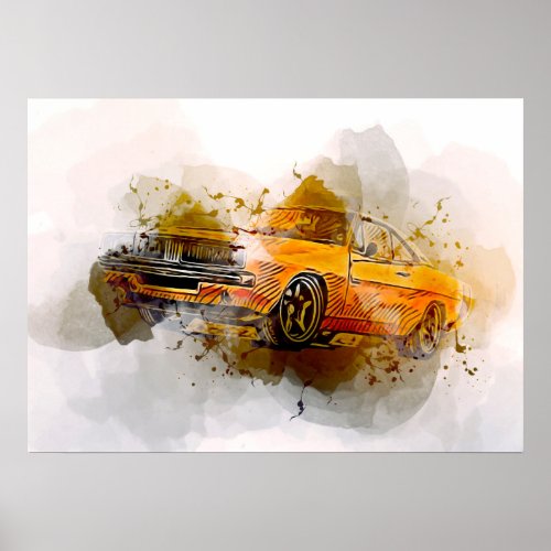 1969 Dodge Charger Captiv vector art drawing creat Poster