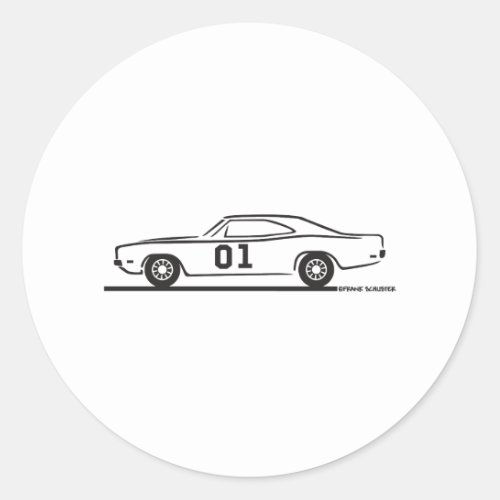 1969 Dodge Charger General Lee Classic Round Sticker