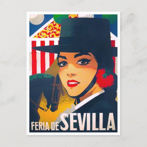 1969 Feria de Sevilla Spain vintage travel Postcard