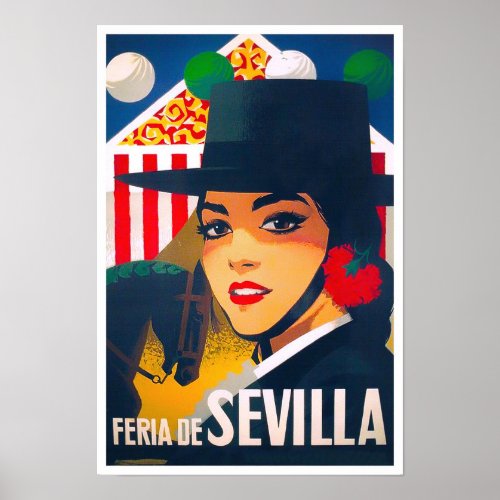 1969 Feria de Sevilla Spain vintage travel Poster