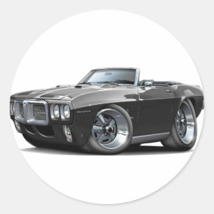 1969 Firebird Black Convertible Classic Round Sticker