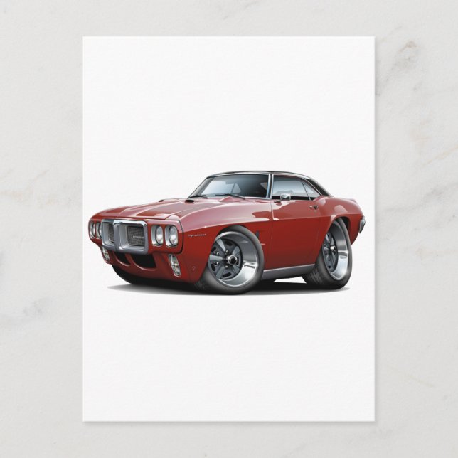 1969 Firebird Maroon-Black Top Car Postcard (Front)