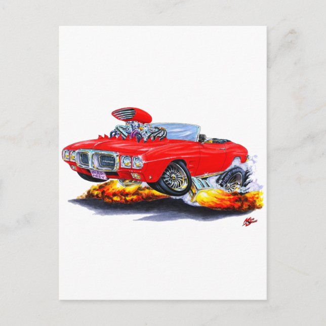 1969 Firebird Red Convertible Postcard (Front)