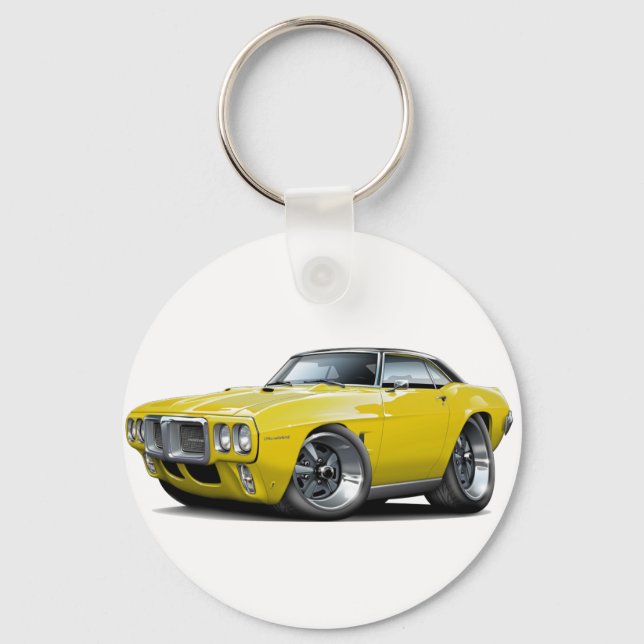 1969 Firebird Yellow-Black Top Car Keychain (Front)