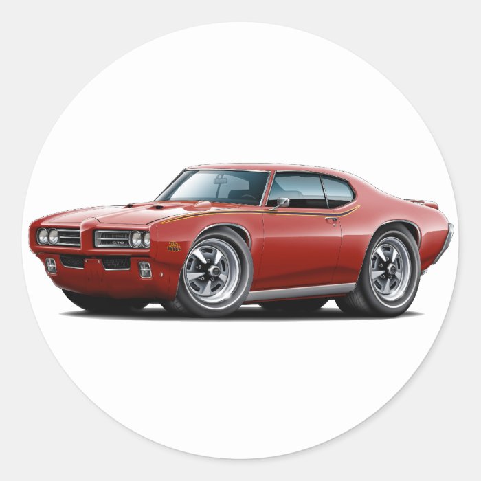 1969 GTO Judge Maroon Car Stickers