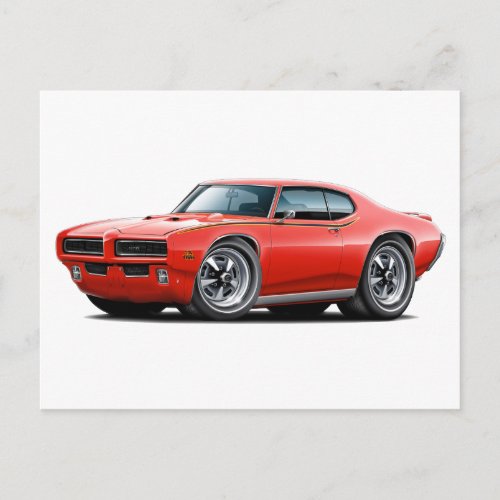 1969 GTO Judge Red Hidden Headlight Car Postcard