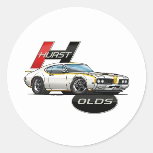 1969 Hurst Olds Cutlass Classic Round Sticker | Zazzle