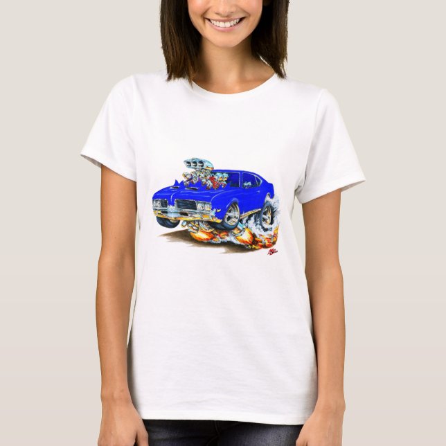1969 Olds Cutlass Blue Car T-Shirt (Front)