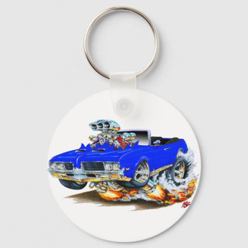 1969 Olds Cutlass Blue Convertible Keychain
