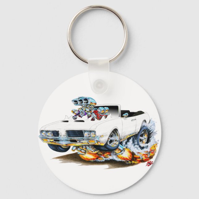 1969 Olds Cutlass White Convertible Keychain (Front)