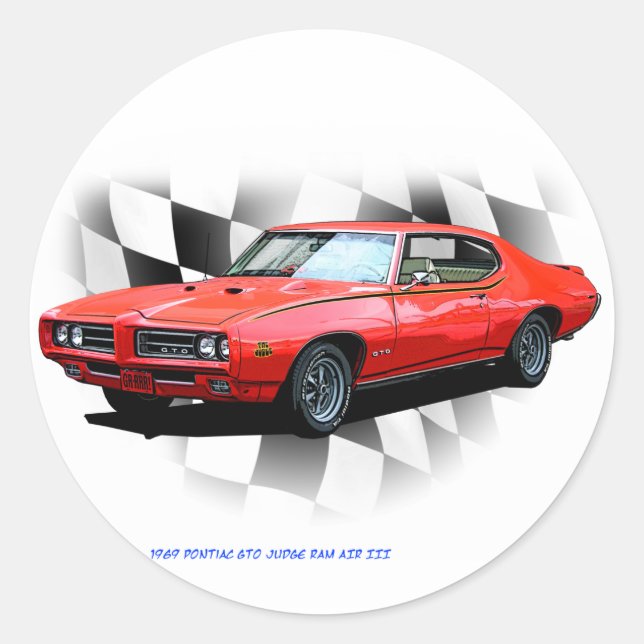 1969 Pontiac GTO Judge Classic Round Sticker (Front)