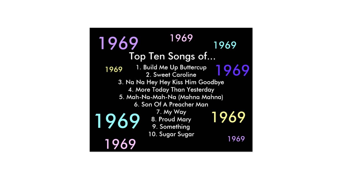 1969-songs-postcard-zazzle