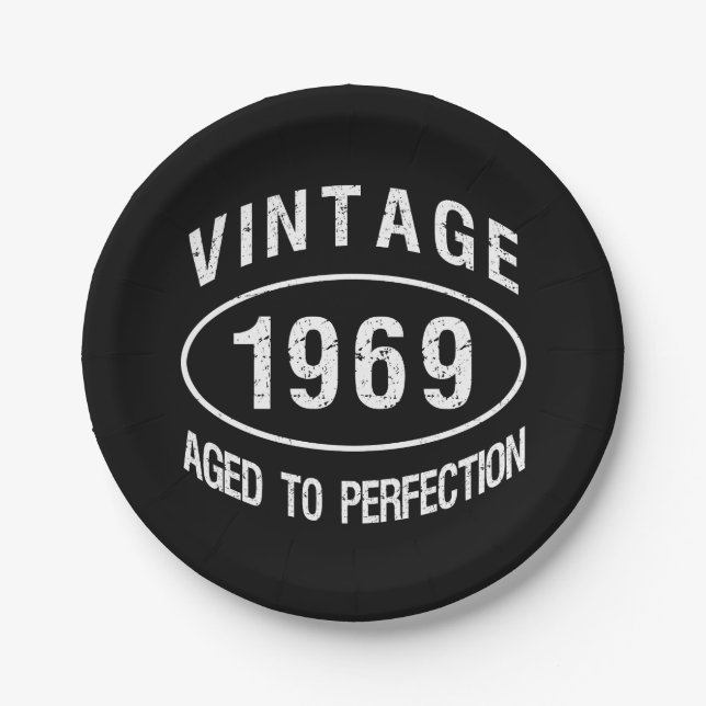 1969 Vintage Birthday Paper Plates (Front)