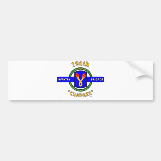 196TH INFANTRY BRIGADE "CHARGER" VIETNAM BUMPER STICKER (Front)