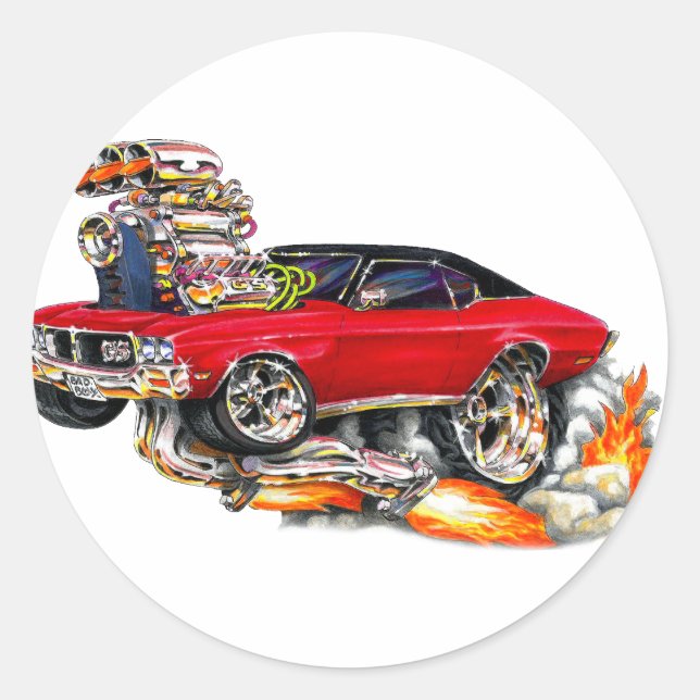1970-72 Buick GS Red Car Classic Round Sticker (Front)