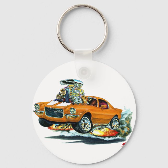 1970-72 Camaro Orange-White Car Keychain (Front)