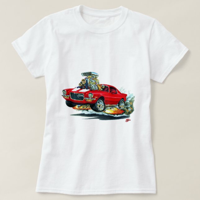 1970-72 Camaro Red-White Car T-Shirt (Design Front)