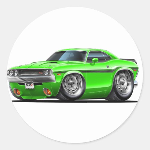 1970_72 Challenger Green Car Classic Round Sticker