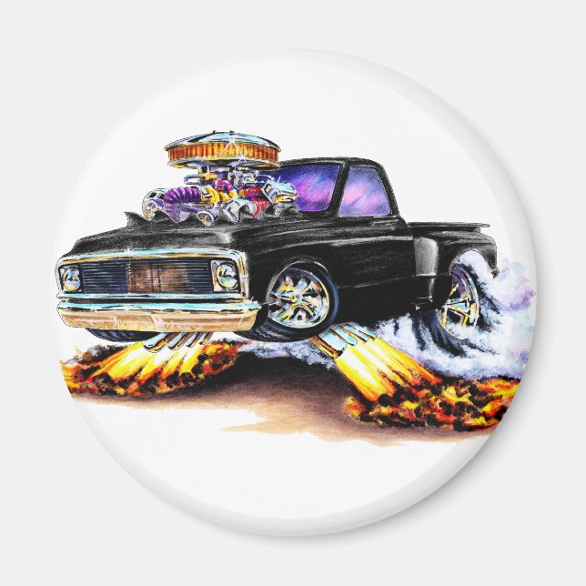 1970-72 Chevy C10 Black Truck Magnet (Front)