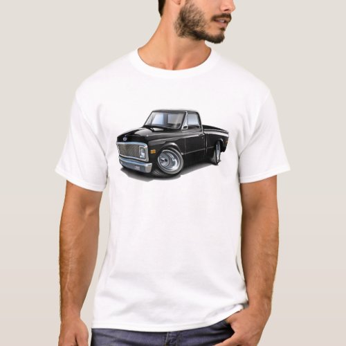 1970_72 Chevy C10 Black Truck T_Shirt