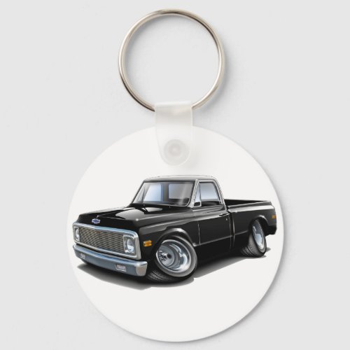 1970_72 Chevy C10 Black_White Top Truck Keychain