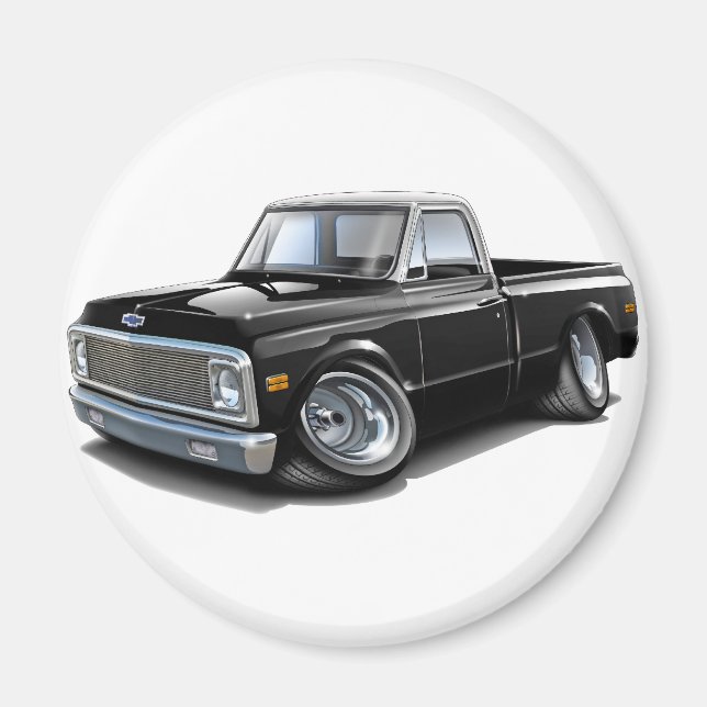 1970-72 Chevy C10 Black-White Top Truck Magnet (Front)