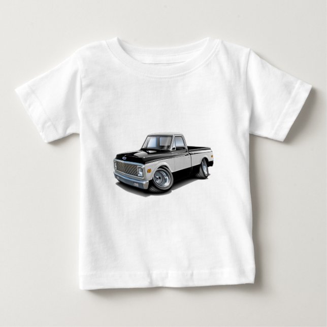 1970-72 Chevy C10 Black-White Truck Baby T-Shirt (Front)