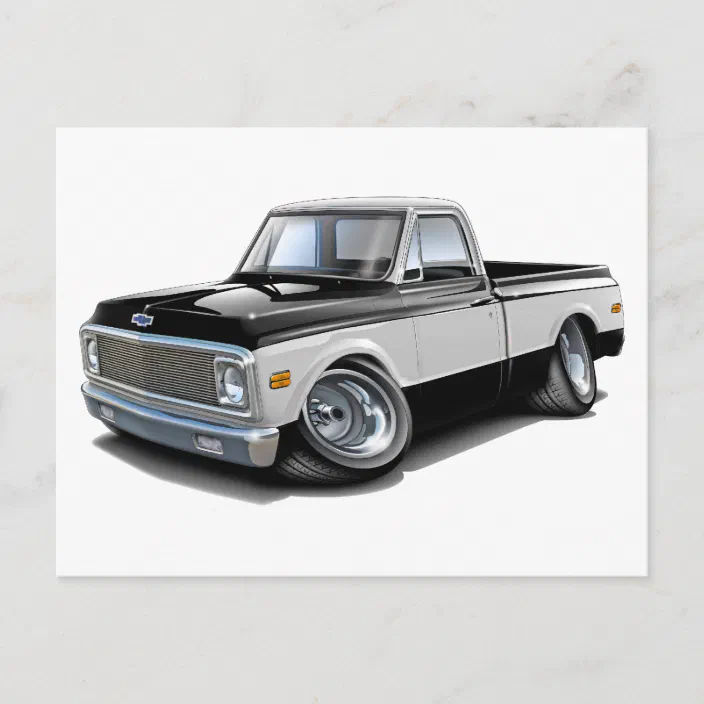 1970 72 Chevy C10 Black White Truck Postcard Zazzle Com