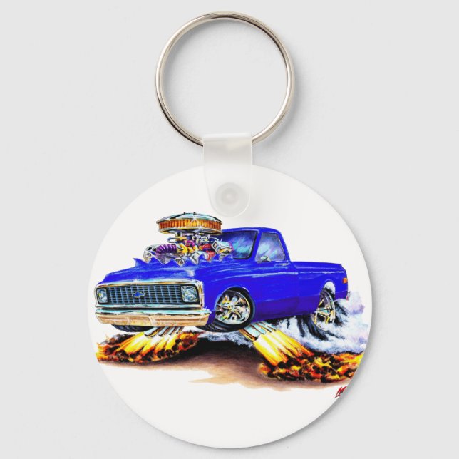 1970-72 Chevy C10 Blue Longbed Keychain (Front)
