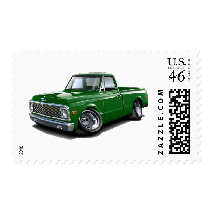 1970 72 Chevy C10 Green Truck Stamp