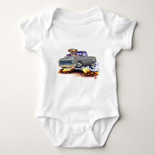 1970-72 Chevy C10 Grey Longbed Baby Bodysuit (Front)