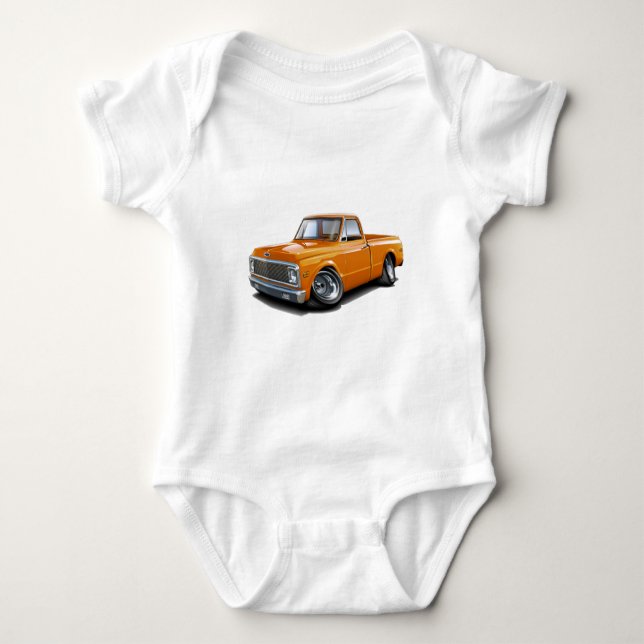 1970-72 Chevy C10 Orange Truck Baby Bodysuit (Front)