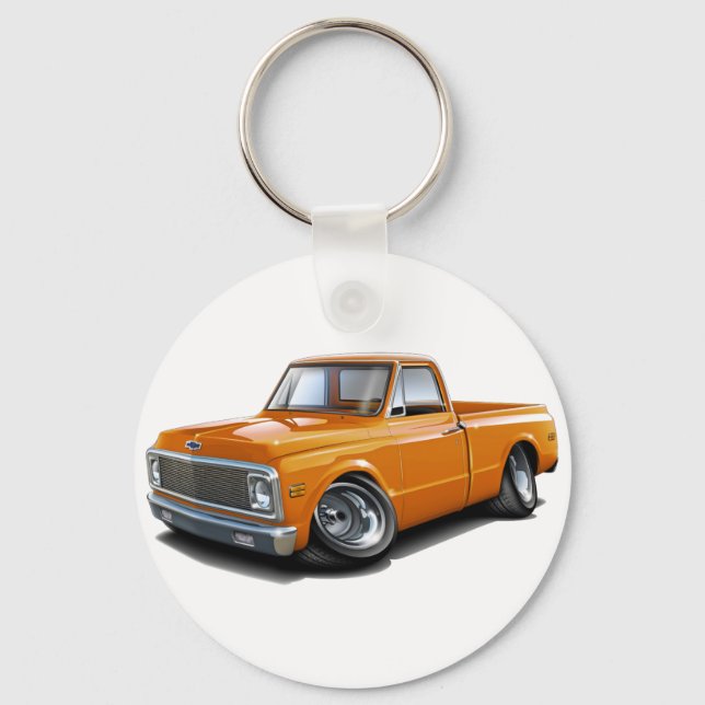 1970-72 Chevy C10 Orange Truck Keychain (Front)