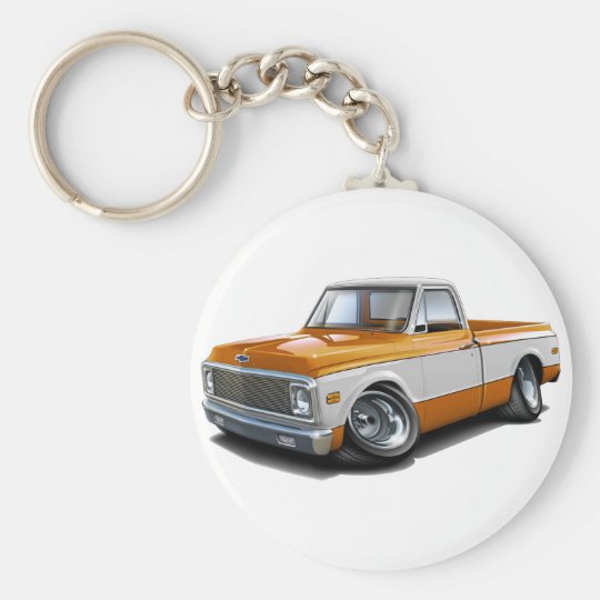 197072 Chevy C10 OrangeWhite Truck Keychain