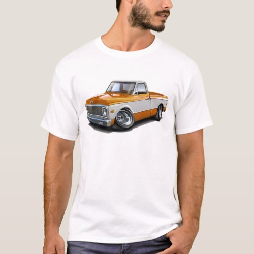 1970_72 Chevy C10 Orange_White Truck T_Shirt